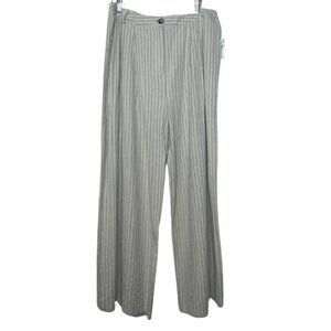 19 COOPER | NWT Women's Neutral Wide Leg Linen Blend Pinstripe Pants | Size XL